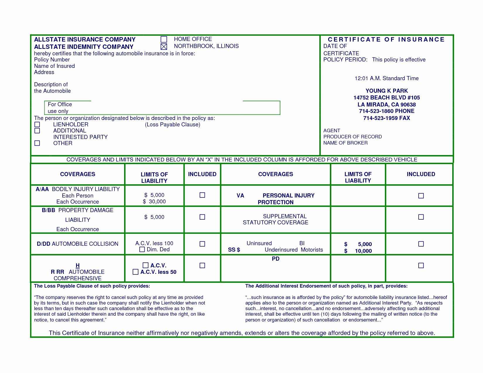 Fake Progressive Insurance Card Template Luxury Auto Document