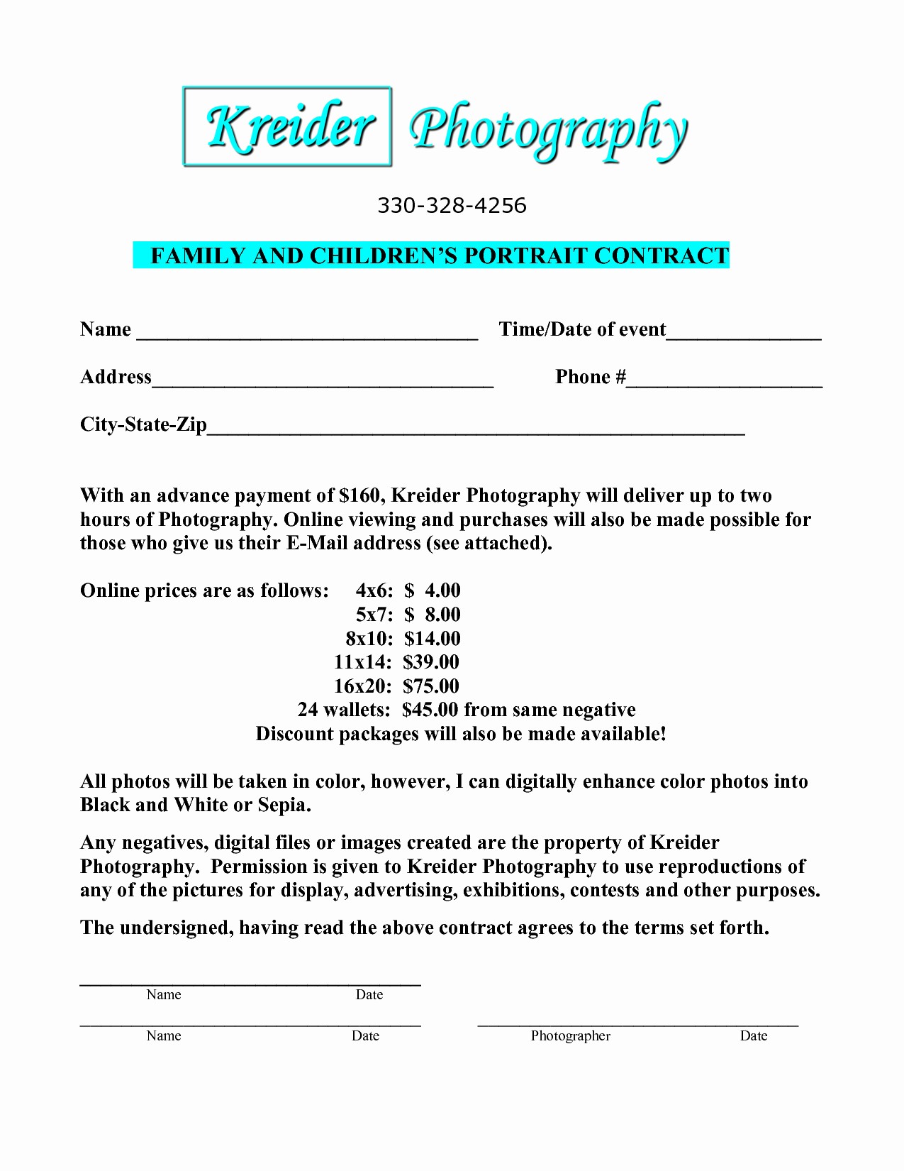 Family Photography Contract Template Best Of Index Cdn 4 2007 861