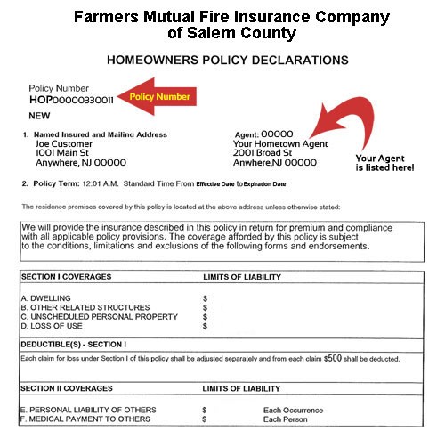 Farmers Of Salem Contact Us Document Declaration Pages Insurance