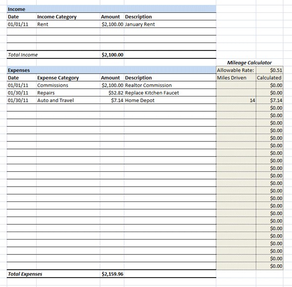 Fast Business Plans Document Rental Property Expense Spreadsheet
