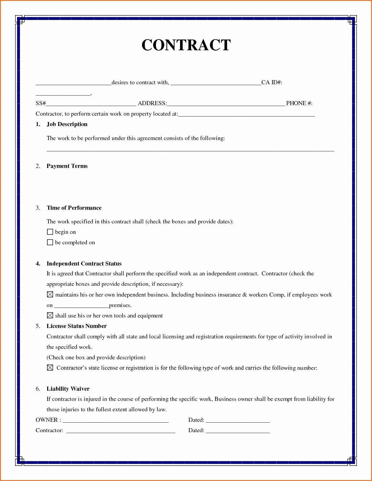 Fence Agreement Template Fresh Installation Contract Document
