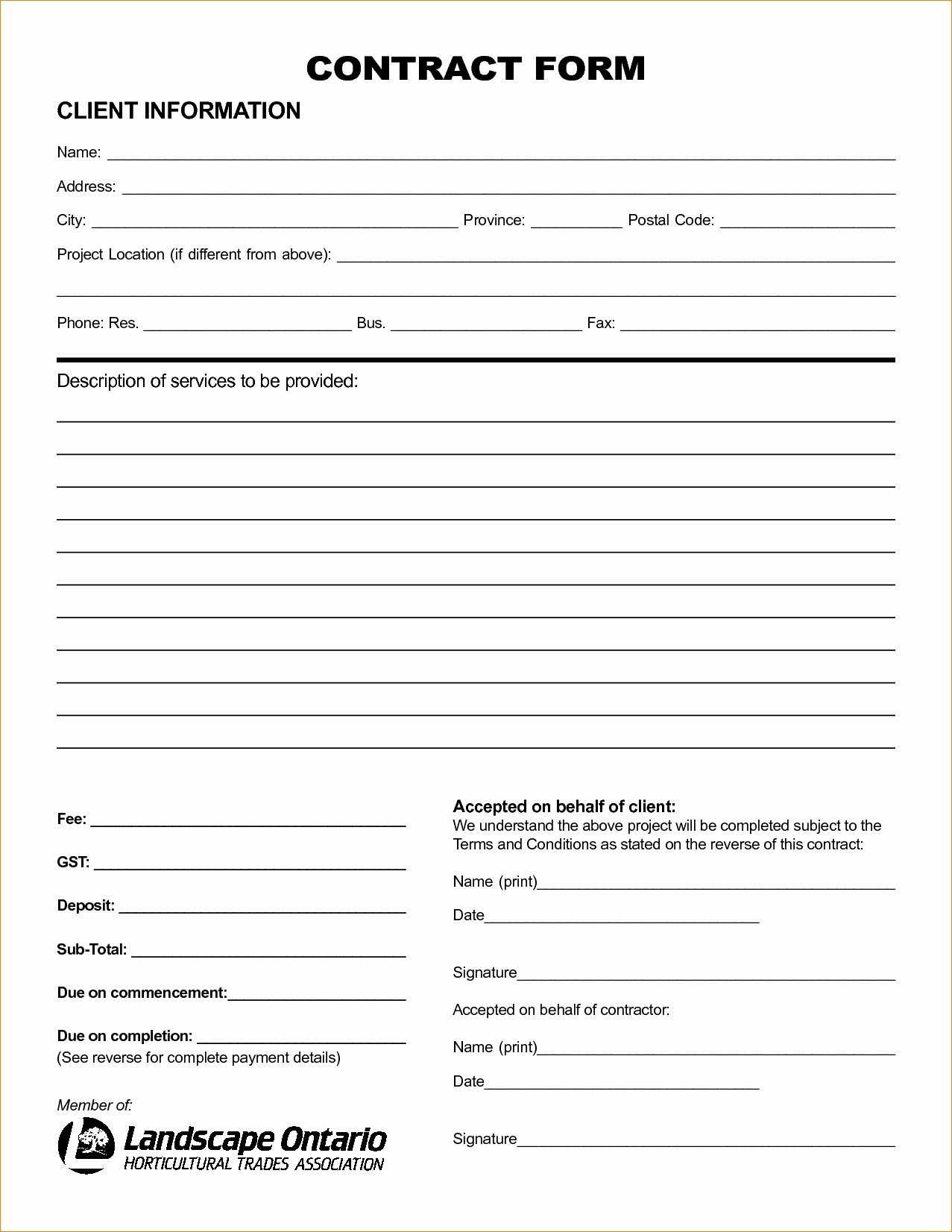 Fence Installation Contract Template