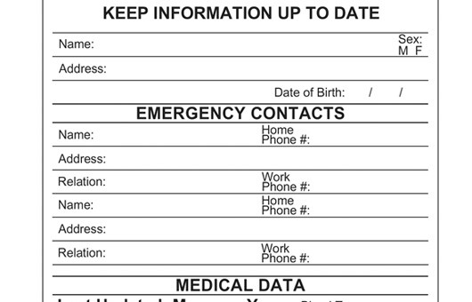 File Of Life Emergency Medical Information ID Card Document Info