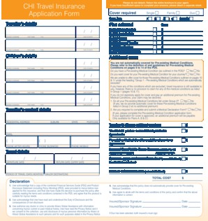 Fillable Online CHI Travel Insurance Application Form IEP Fax Document