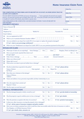 Fillable Online NRMA Bus Ins Home Claim Form PDS Fax Email Print Document Insurance Application