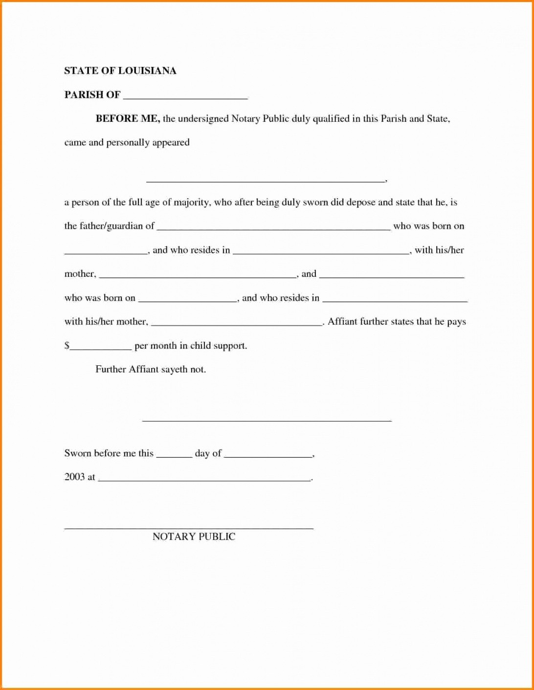Financial Support Agreement Template Lovely Sample Child Document