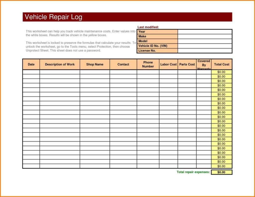 Fleet Maintenance Spreadsheet Template 2018 How To Make An Excel