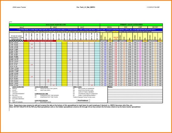 Fmla Rolling Calendar Tracking Spreadsheet Daykem Org Document