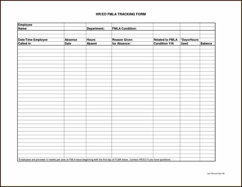 Fmla Tracking Sheet Excel Automated Leave Document Intermittent Form