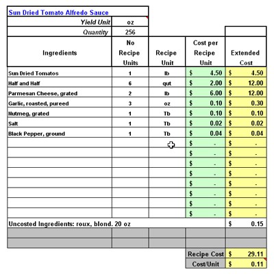 Food Product Cost Pricing Spreadsheet On Scan To Document Excel
