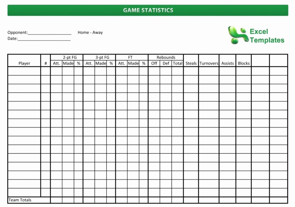 Football Stats Sheet Excel Template Best Of Baseball Document