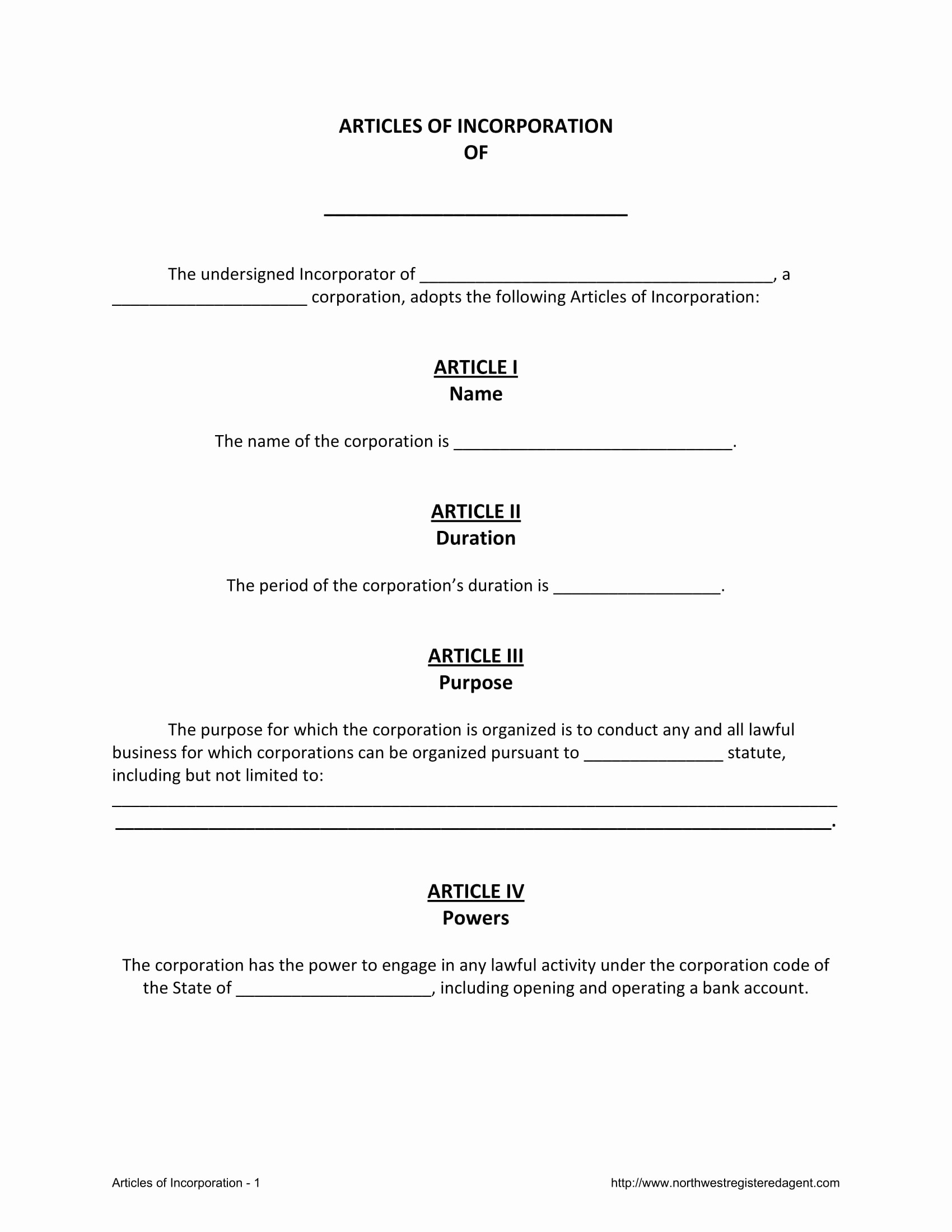 Form Templates Articles Of Incorporation Maryland Template New
