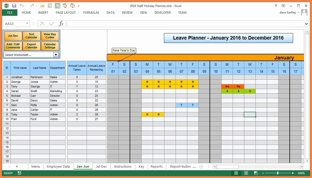Free Annual Leave Spreadsheet Excel Template Document