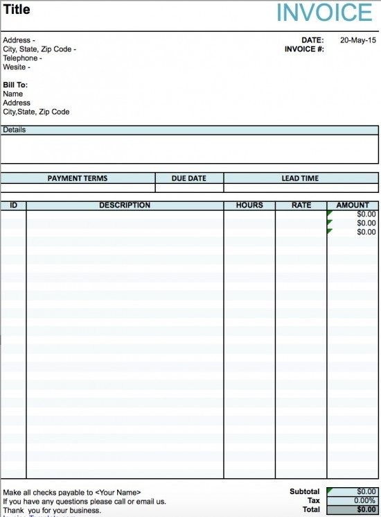 Free Artist Invoice Template Excel PDF Word Doc