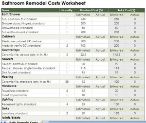 Free Bathroom Remodeling Costs Template Document Remodel Cost Calculator Excel