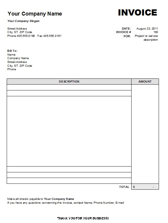 Free Blank Invoice Form Template 8 Della Gardner Document Invoices To Print