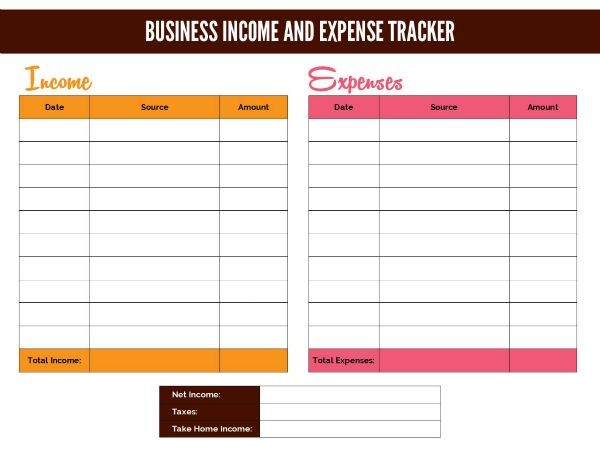 Free Business Income And Expense Tracker Worksheet Advice Document Template