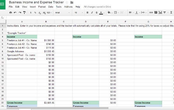 Free Business Income Worksheet And Google Doc Document Expense Spreadsheet For Taxes