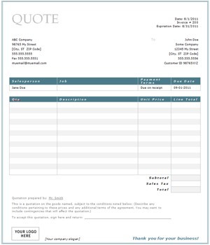 Free Construction Quote Template Contractor Estimate Form Document