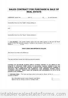 Free CONTRACT TO SELL ON LAND Printable Real Estate Document Land Sale Agreement