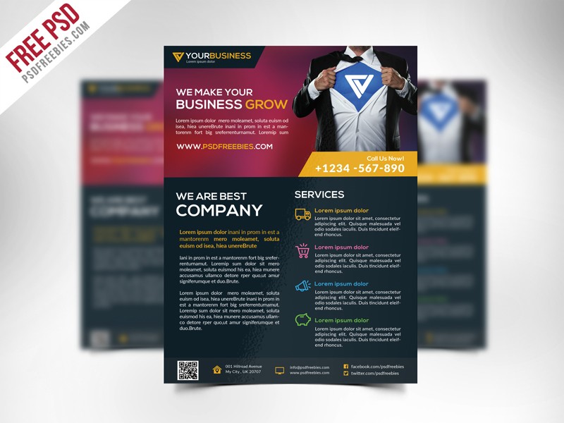 Free Corporate Business Flyer Template PSD PSDFreebies Com Document Advertising Templates