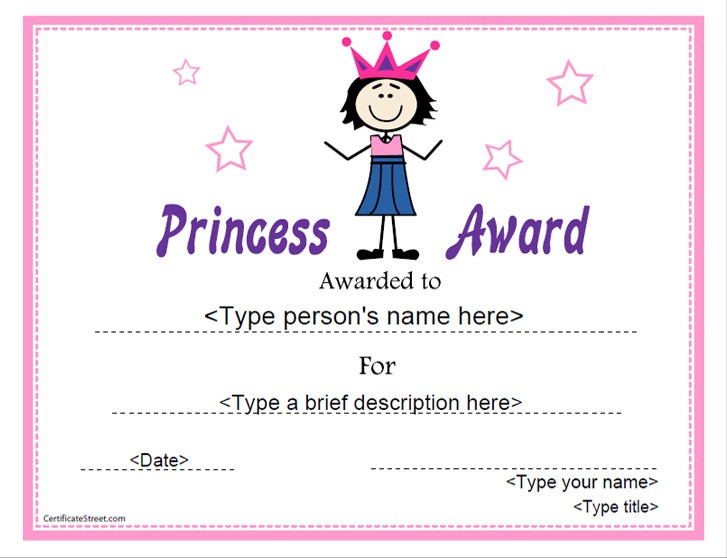 Free Disney Certificate Templates Princess Template