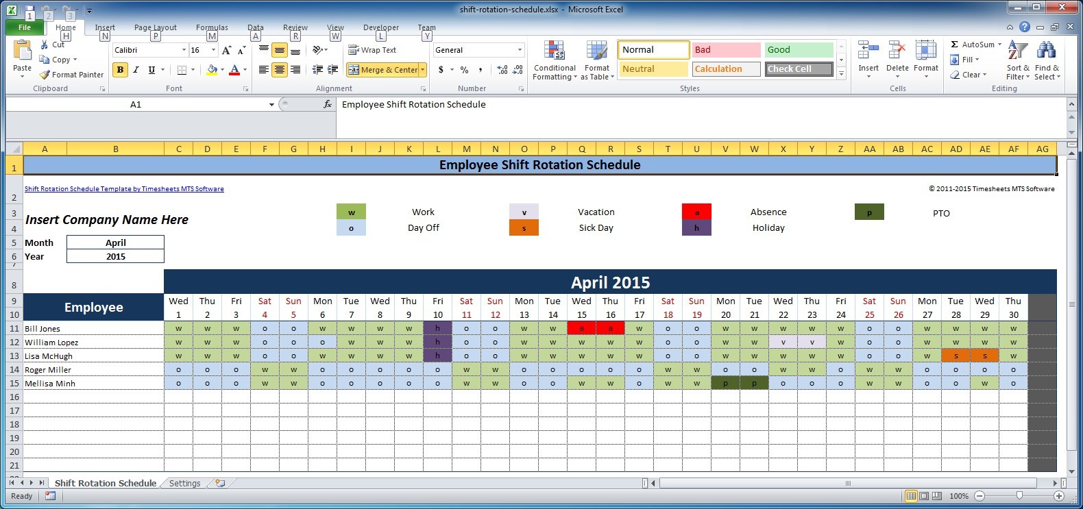 Free Employee And Shift Schedule Templates Document Template Google