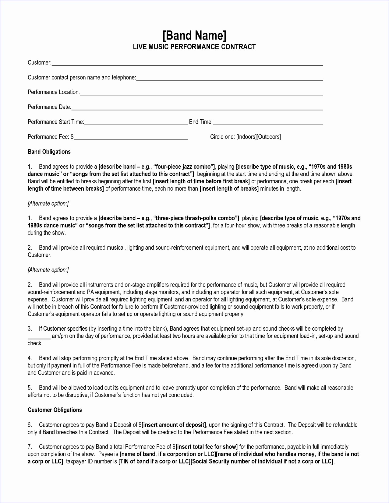 Free Entertainment Contract Templates Fresh Document