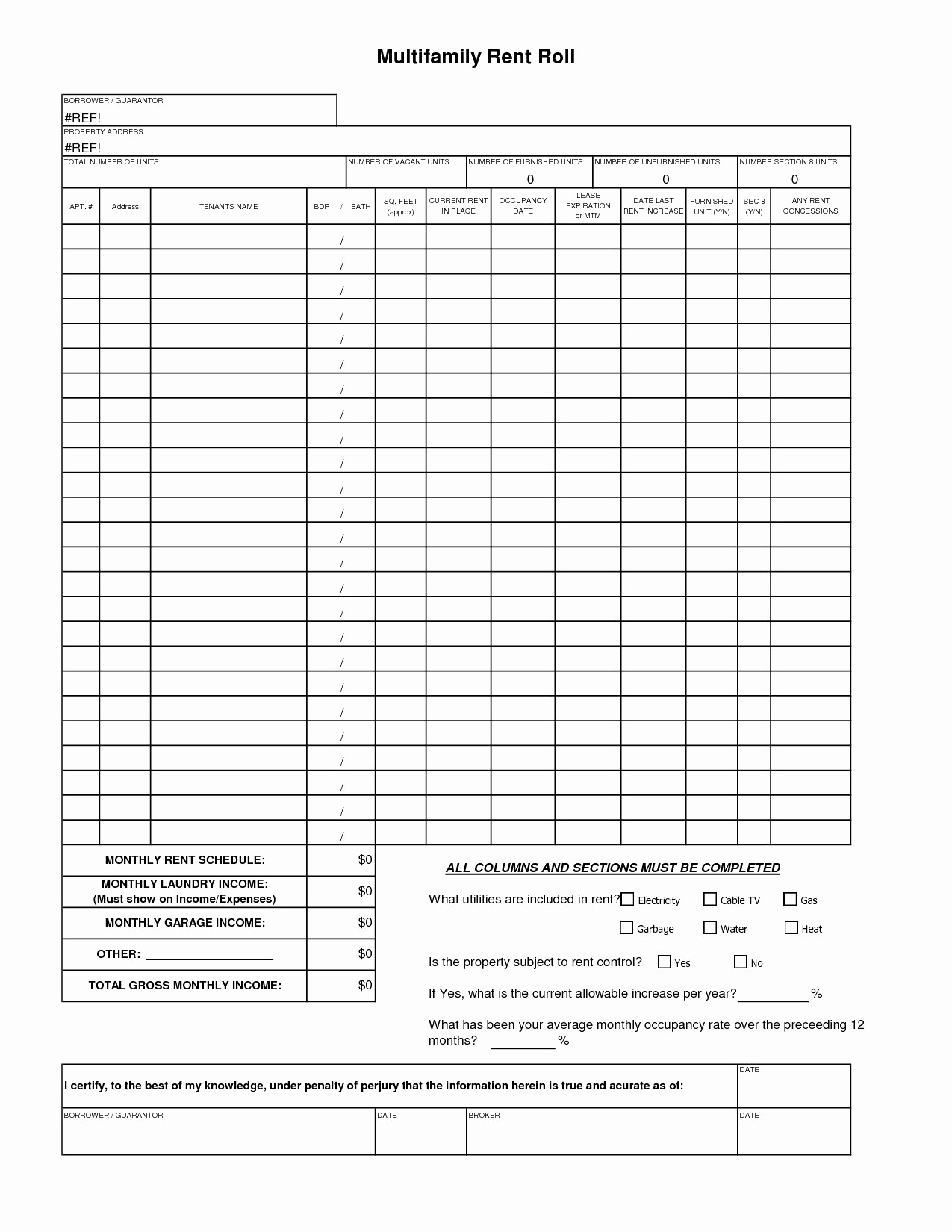 Free Excel Rent Roll Template Fresh Form Samples Residential Document