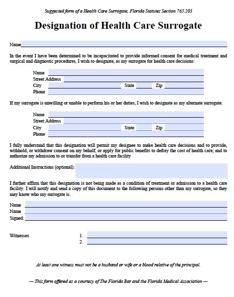 Free Florida Medical Power Of Attorney Form PDF Template Document