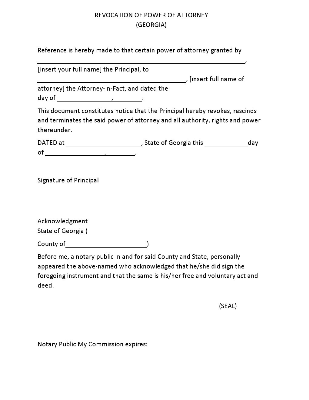 Free Georgia Power Of Attorney Forms Adobe PDF Word Document Form