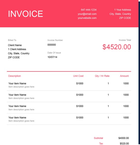 Free Graphic Design Invoice Template FreshBooks Document Freelance
