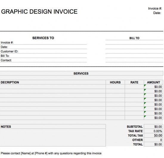 Free Graphic Design Web Invoice Template Excel PDF Word Doc Document