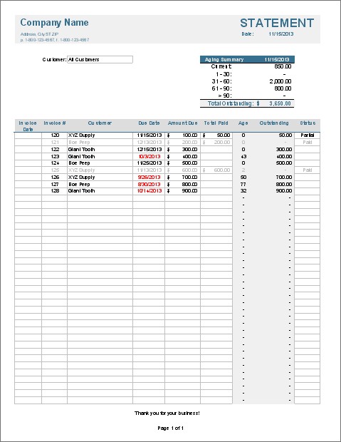 Free Invoice Tracking Template For Excel Document