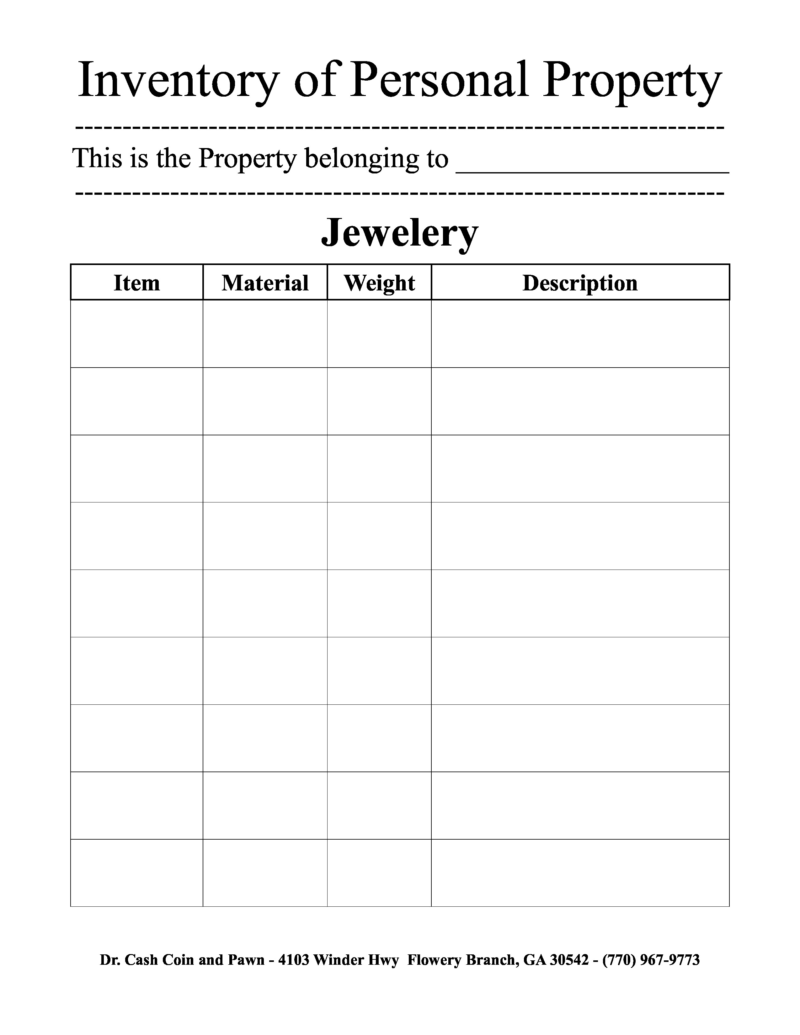 Free Jewelry Inventory Spreadsheet S At Document