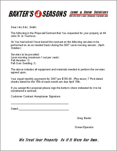 Free Lawn Care Contract Forms Document Mowing Template