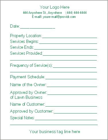 Free Lawn Care Contract Forms Maintenance Agreement Document Mowing
