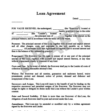 Free Loan Agreement Template Contract Legal Templates Document For Borrowing Money From Family