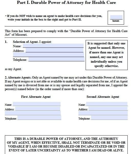 Free Medical Power Of Attorney Missouri Form Adobe Pdf Intended Document