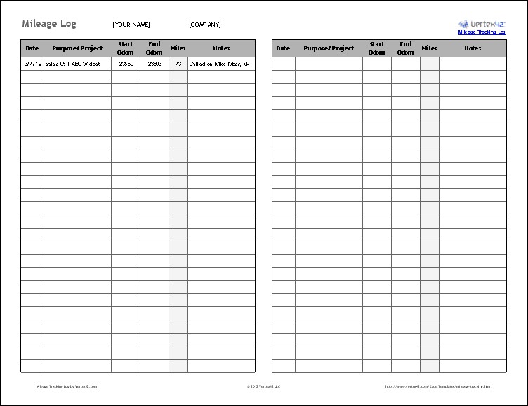 Free Mileage Tracking Log And Reimbursement Form Document Business Template