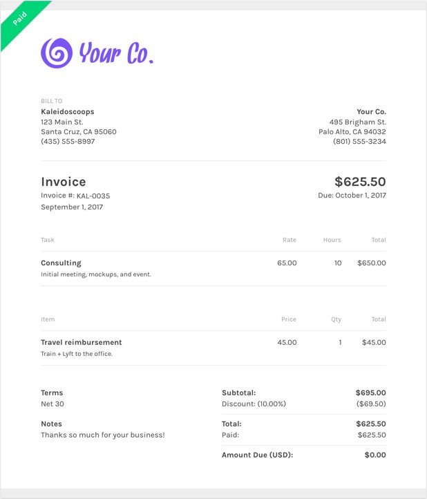 Free Moving Company Invoice Template ZipBooks Document
