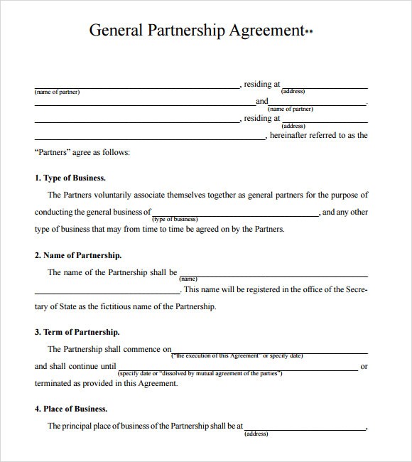 Free Partnership Agreement Form Pdf Contract S Document
