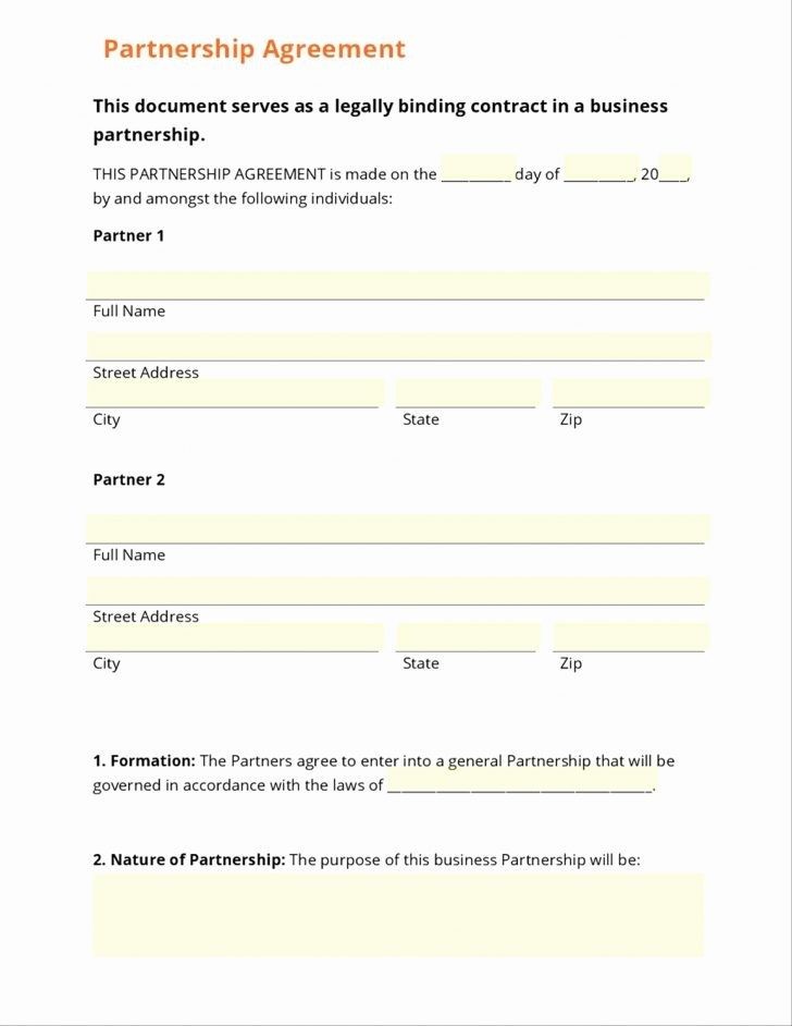 Free Partnership Agreement Template Beautiful Contract Document