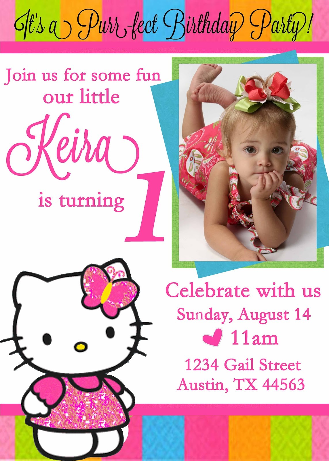 FREE Personalized Hello Kitty Birthday Invitations Invitation Document Card