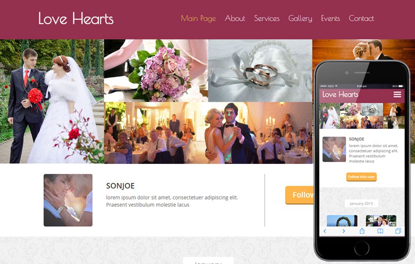 Free Planner Responsive Website Templates Love Hearts A Wedding Document Template Download