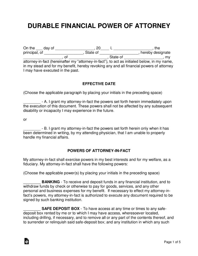 Free Power Of Attorney Forms Word PDF EForms Fillable Document Durable Form Illinois