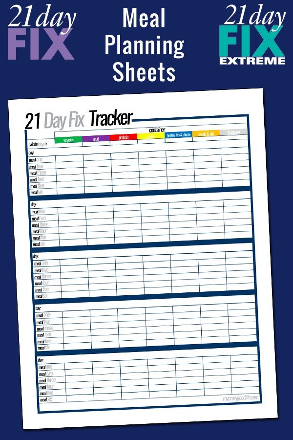 Free Printable 21 Day Fix Meal Planning Sheets My Crazy Good Life Document Plan