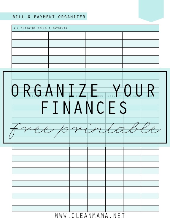 FREE Printable Bill And Payment Organizer Clean Mama Document