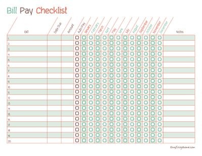 Free Printable Bill Pay Calendar Templates Document Paying Checklist