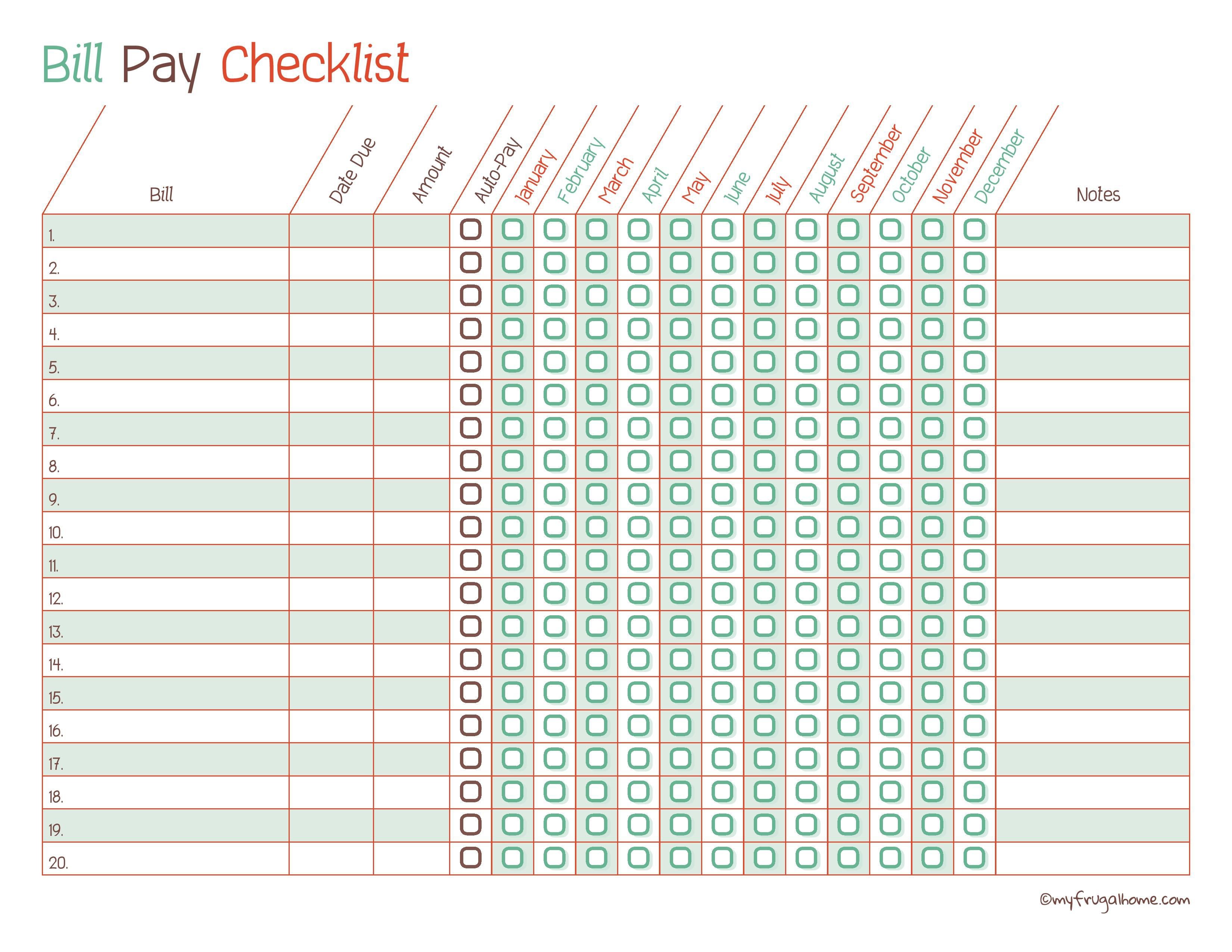 Free Printable Bill Pay Calendar Templates Document Paying Spreadsheet
